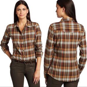 Prana Button Down‎ Shirt  Riley Woven Checked Print Women Size XL NWT
